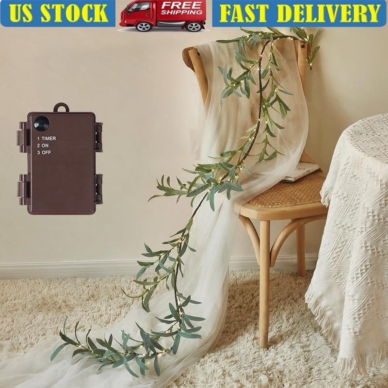 Battery Operated Olive Garland W/ Timer 96 LED Fairy Lights Home Decoration New