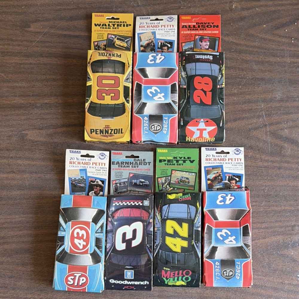 Traks Sealed NASCAR Racing Card Boxes - Petty, Earnhardt, Waltrip, Allison