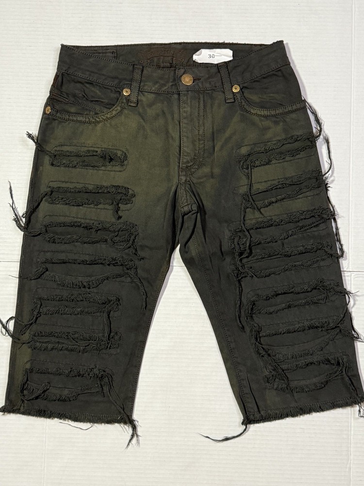 New Men’s Robin’s Jean Denim Shorts Sz 30 #D5519 L FLAP-SHORT DYED Green Black