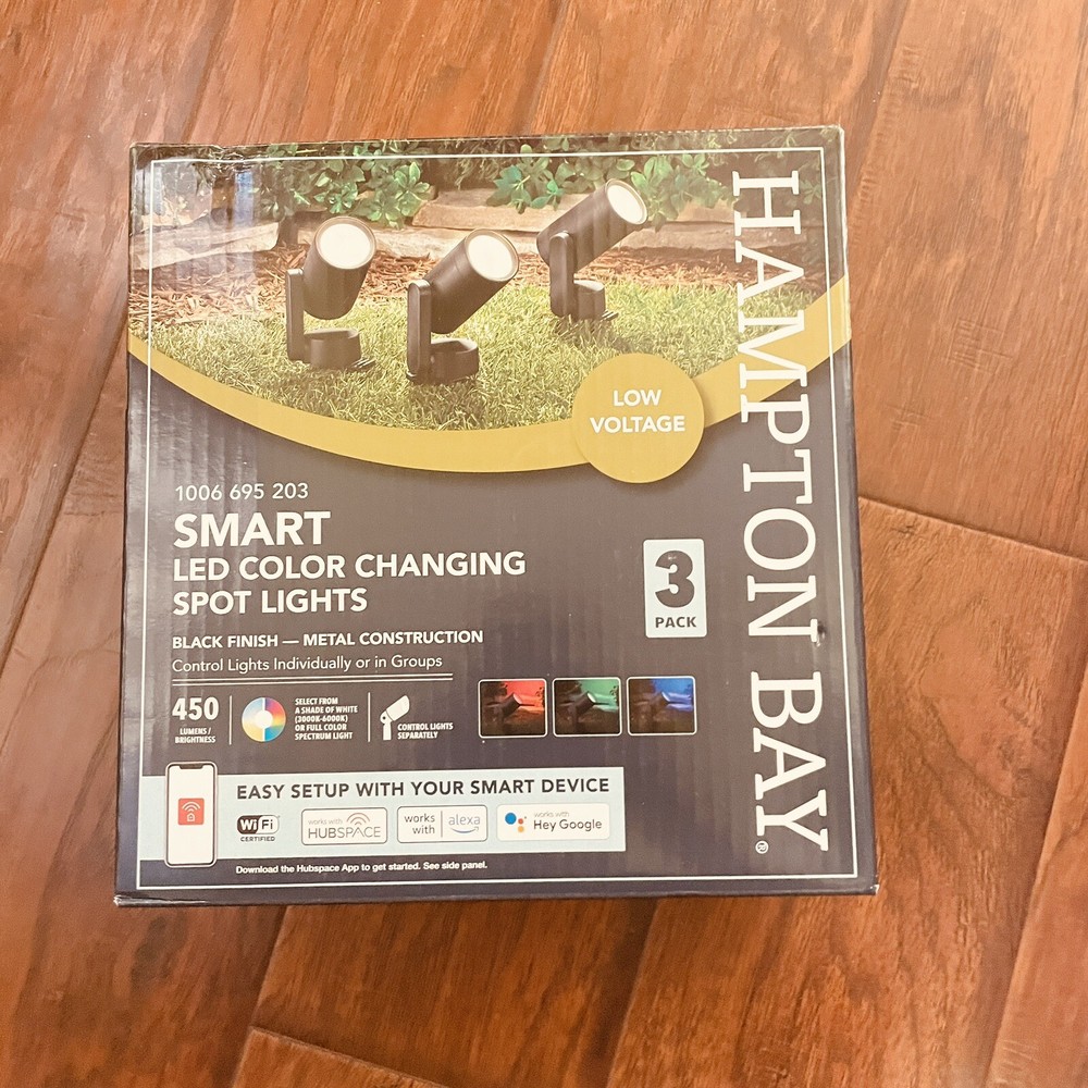 Hampton Bay 3-Pack Smart LED Low Voltage Outdoor Color Changing Spot Lights