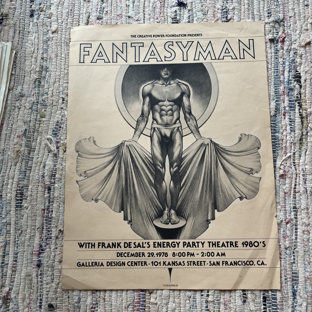 GEORGE STAVRINOS Fantasyman advertising poster 1978 SF LGBTQ Gay
