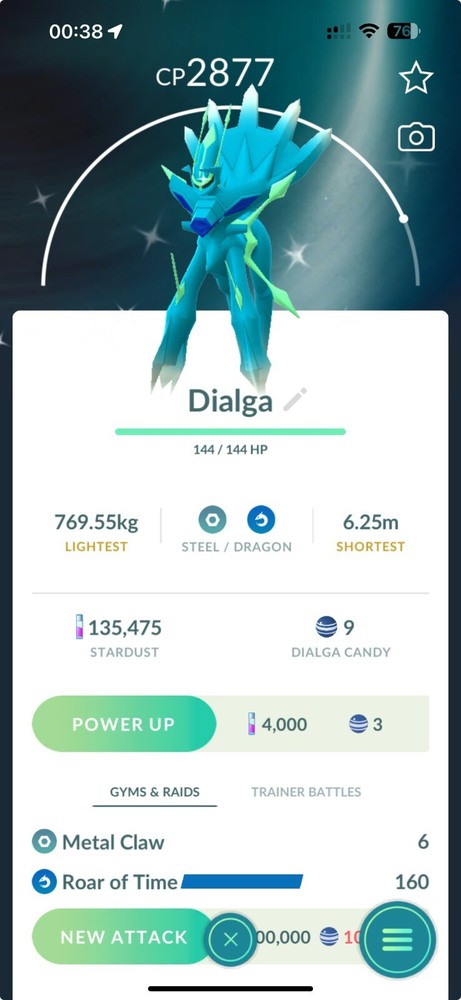 Shiny Dialga Origin have ROAR OF TIME moveset - MlNl P T C - Read Description