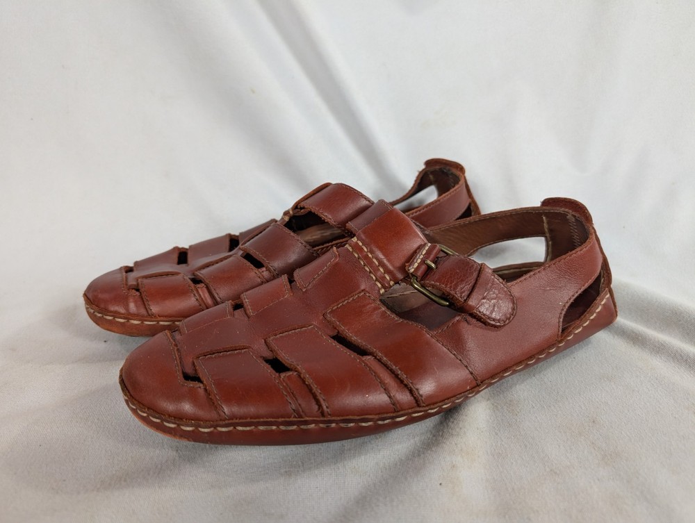 Cole Haan Country Brown Woven Leather Fisherman Sandals Size 10.5M Made Brazil
