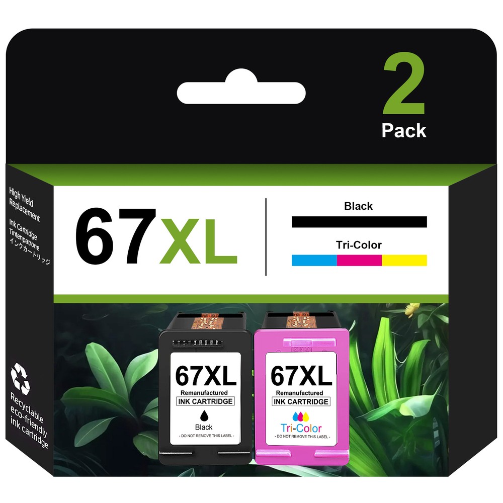 67XL Ink Cartridge for HP 67 Ink Deskjet 2700e 2752e 2755e 4100e Envy 6000 6458