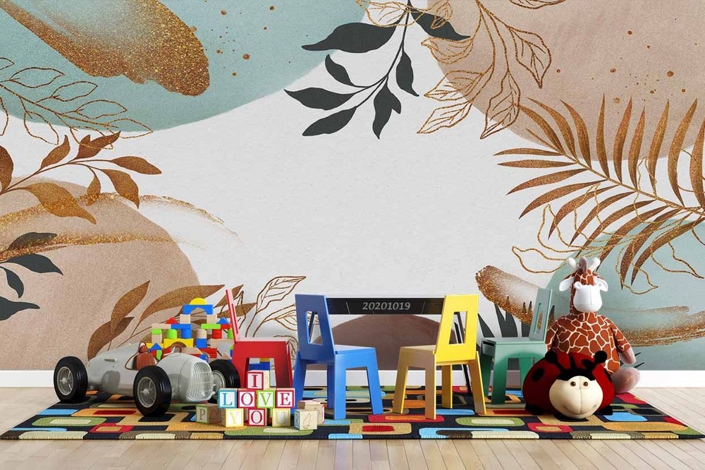 3D Hand-drawn Leaves Watercolor Wall Murals Wallpaper Murals Wall Sticker