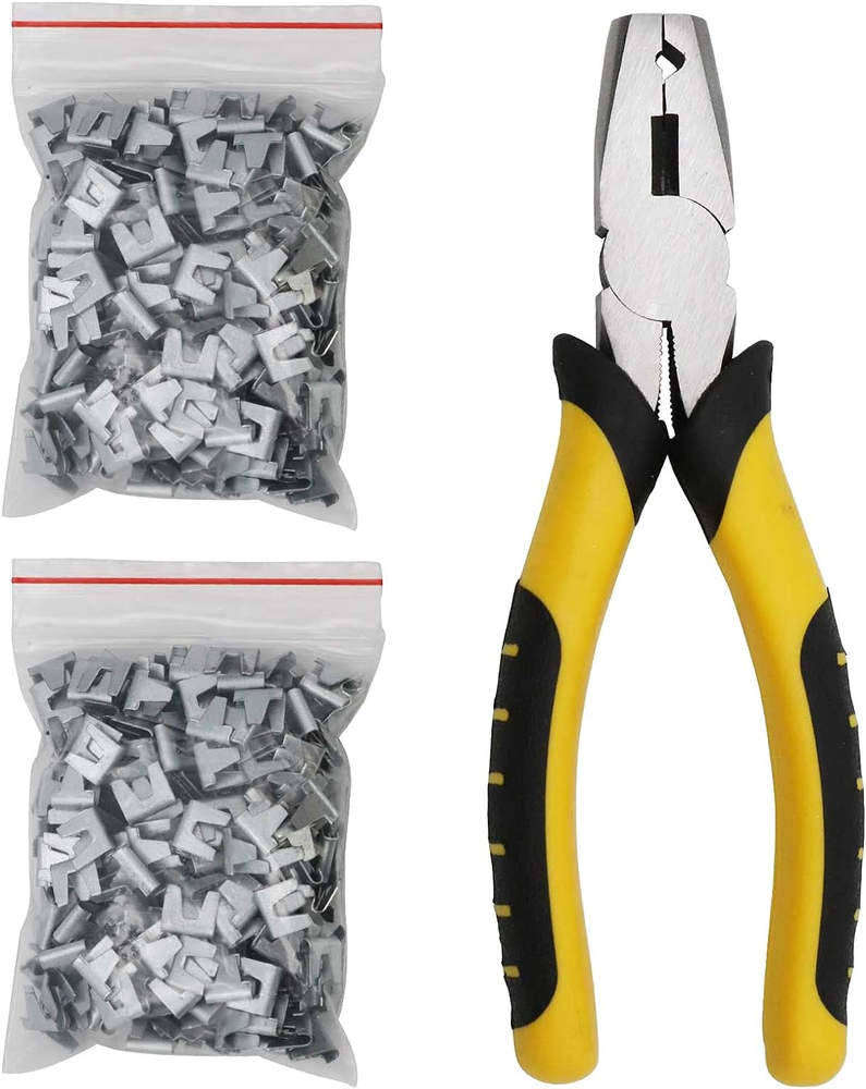 Wire Cage Buckle Pliers with 600 Wire Cage Clips Wire Cage Fasten Clips Buckle P