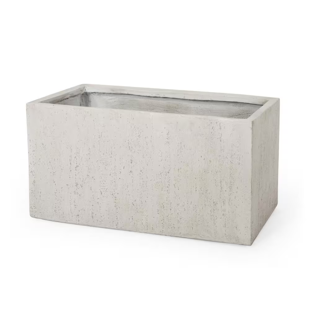 Fardeen Medium White Lightweight Concrete Outdoor Rectangular Floor Planter