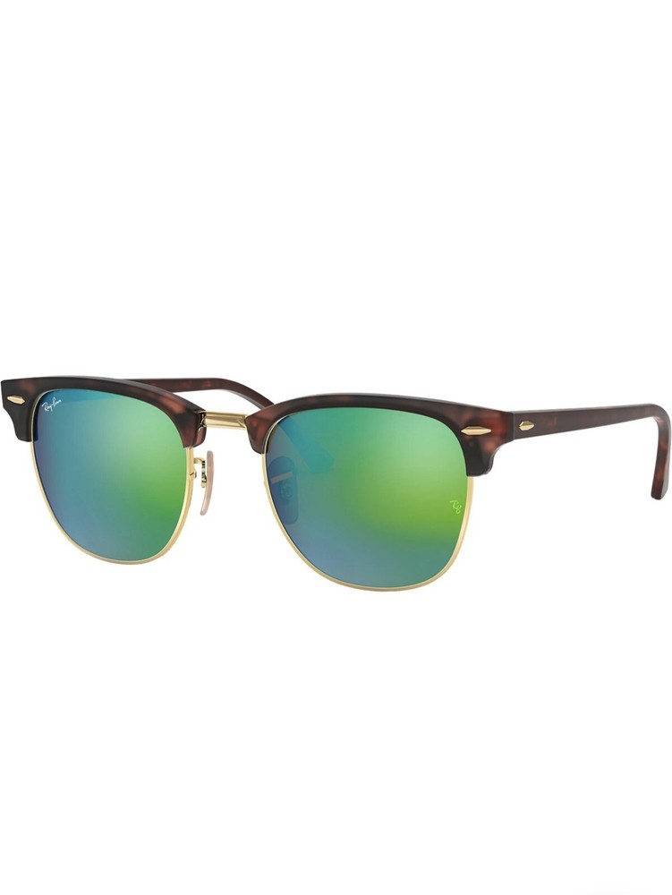 Ray-Ban Clubmaster RB-3016 114519 Sand Havana Arista Frame Gray Mirror Green