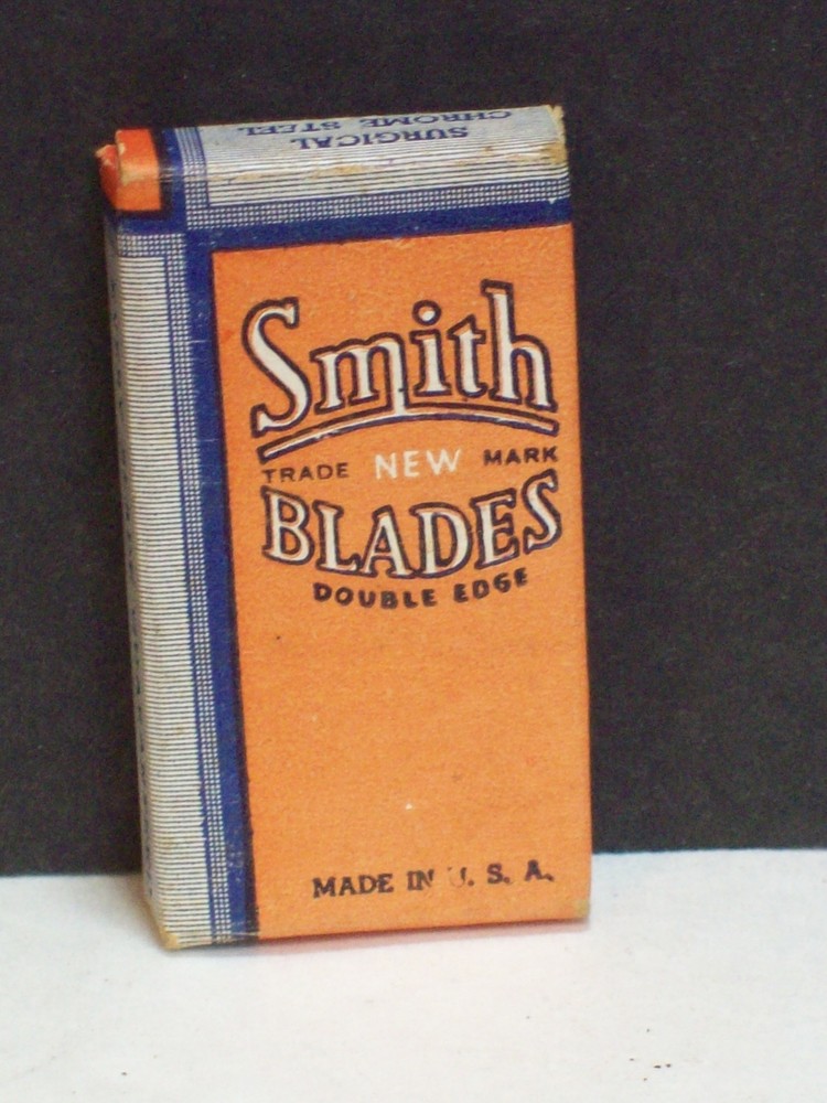 Vintage Smith Double Edge Razor Blades 5 Wrapped Fuller Blades Box Chrome Steel