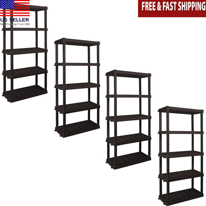5-Tier Shelving Unit Interlocking Design Organizer Multipurpose Storage Durable