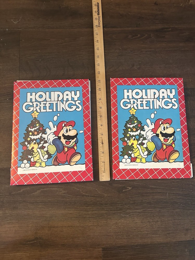 1989 Nintendo Super Mario Bros Holiday Greetings Christmas Gift Box Rare (2 Set)