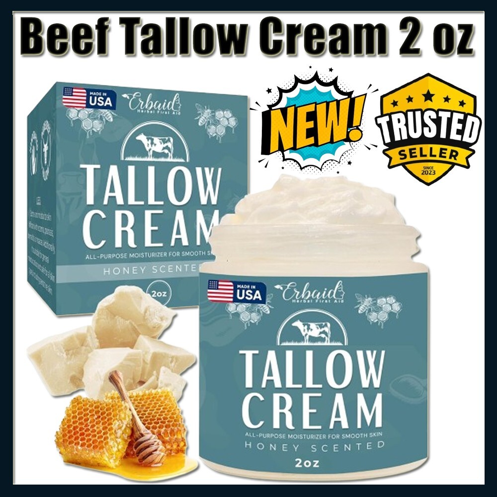 Organic Grass Fed Beef Tallow For Skin Face Body Tallow Balm Almond Oil 2 oz