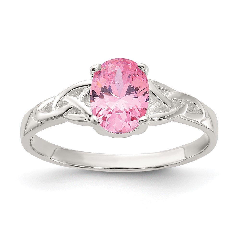 Sterling Silver Polished Pink Cubic Zirconia Ring Size 8