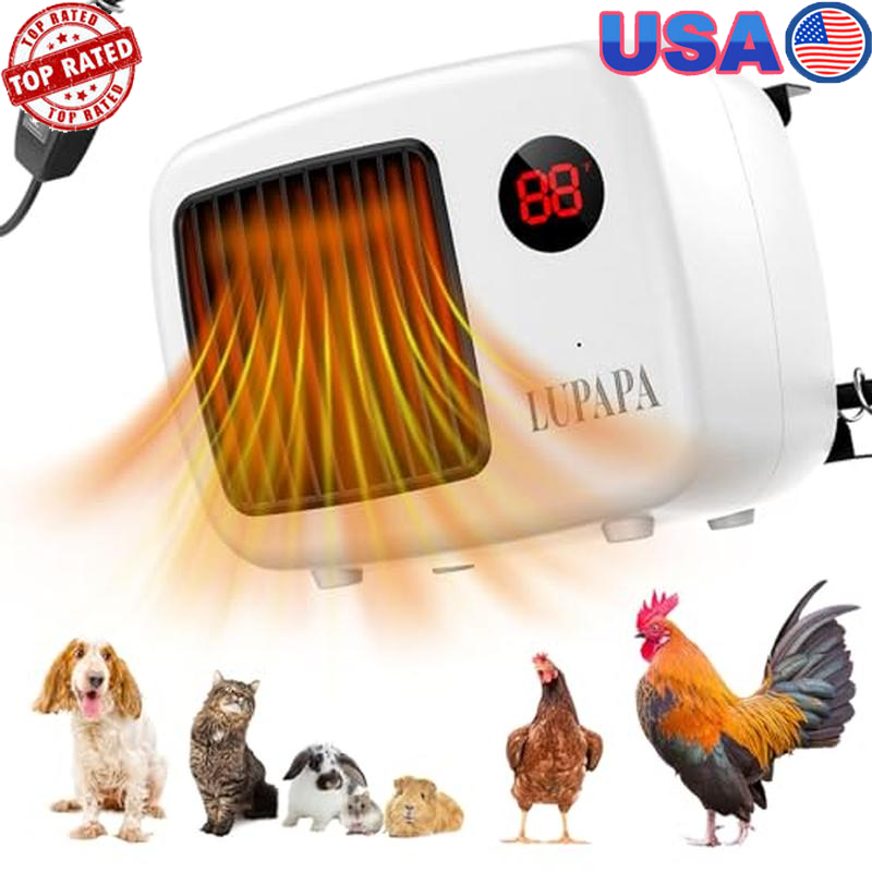 Thermostatic Wall-Mounted Pet Heater W/ Anti-Bite Wires Quiet 300W 600W New