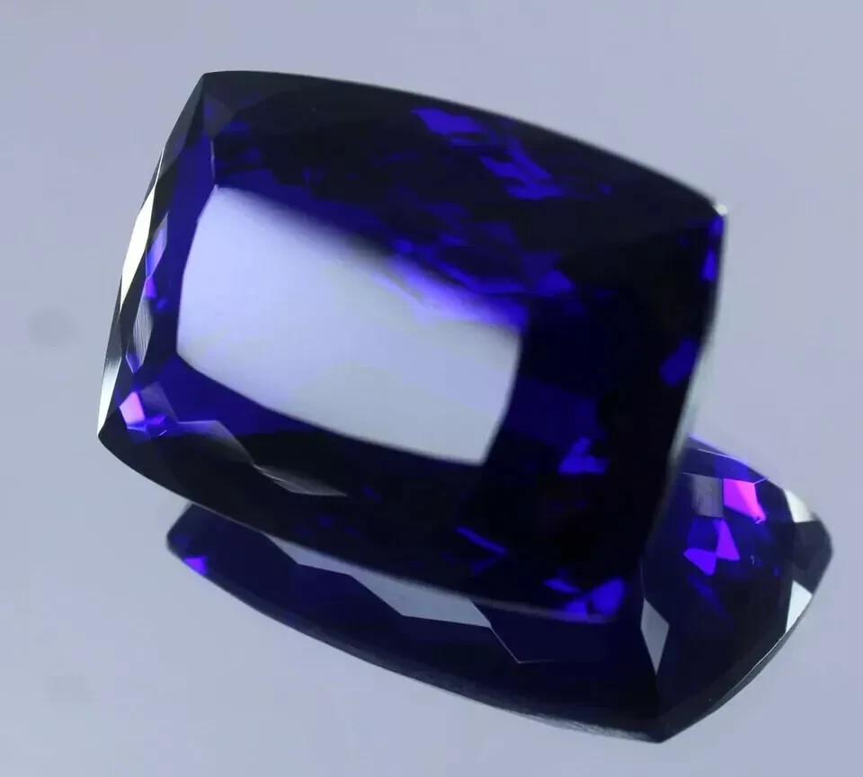 53ct Natural Deep Blue Tanzanite Cushion Loose Gemstone CERTIFIED Tanzania