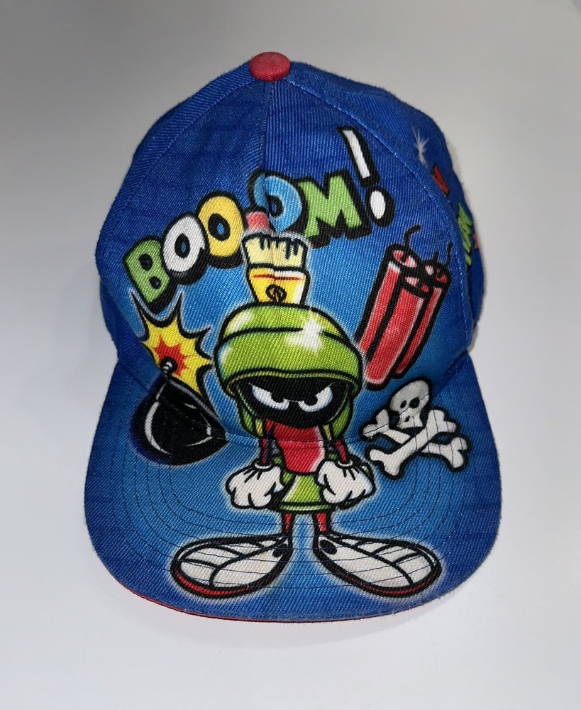 Vintage Looney Tunes Marvin Martian Blue Snapback Baseball Cap Cartoon TV Boom Hat