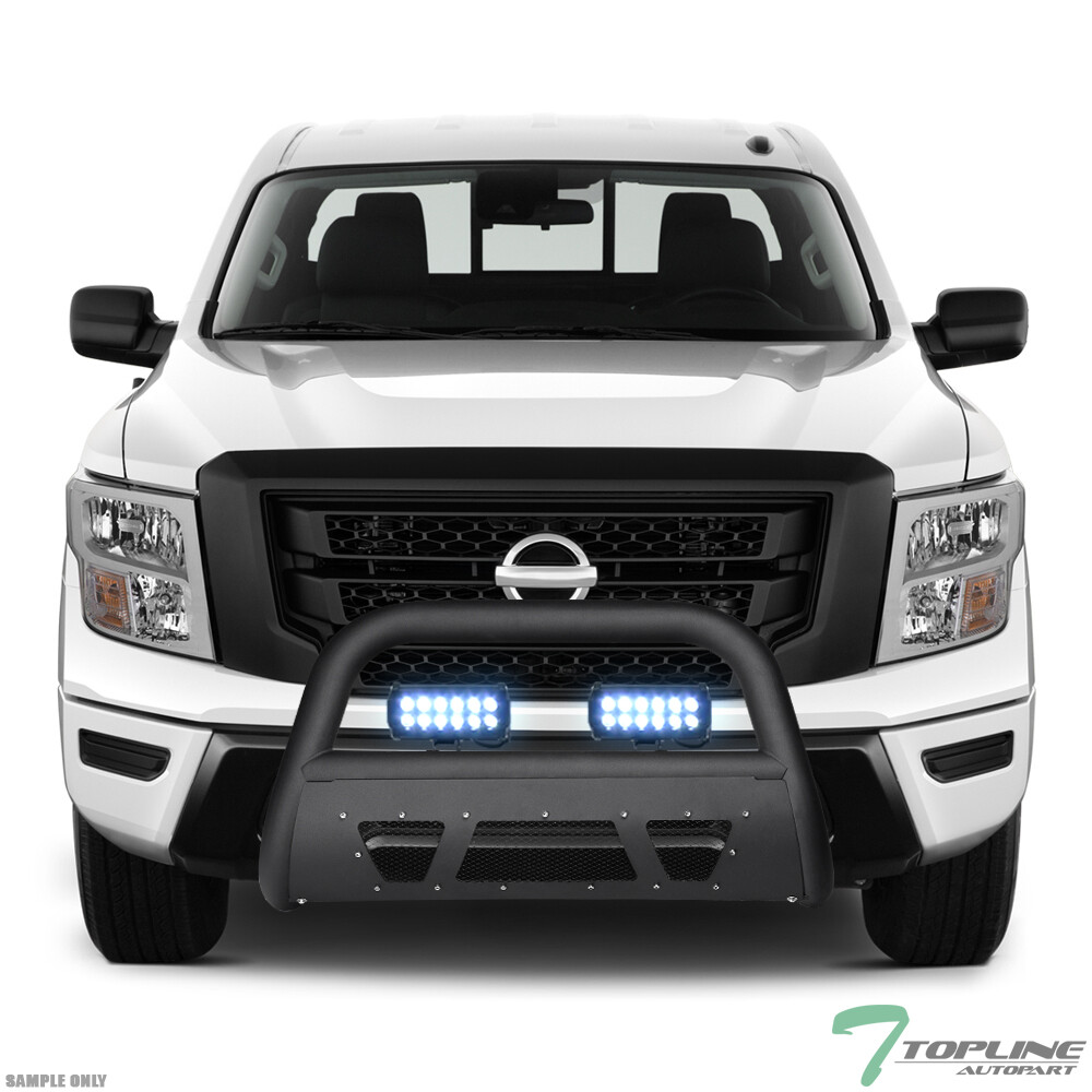 TLAPS For 2016-2024 Titan XD Matte Blk Studded Mesh Bull Guard+36W CREE LED Bars