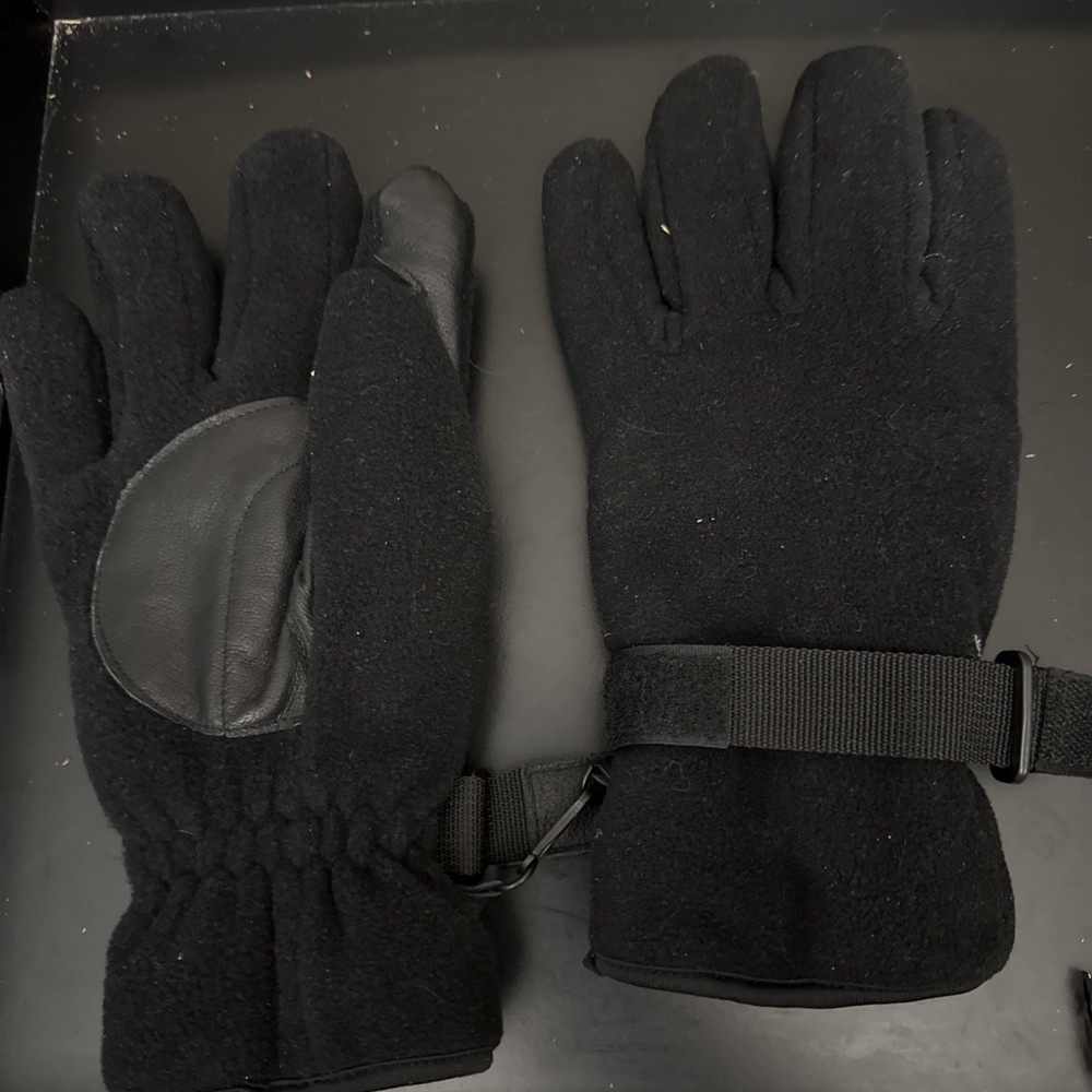 Polartec Fleece Gloves Large  Black Reinforced Palm