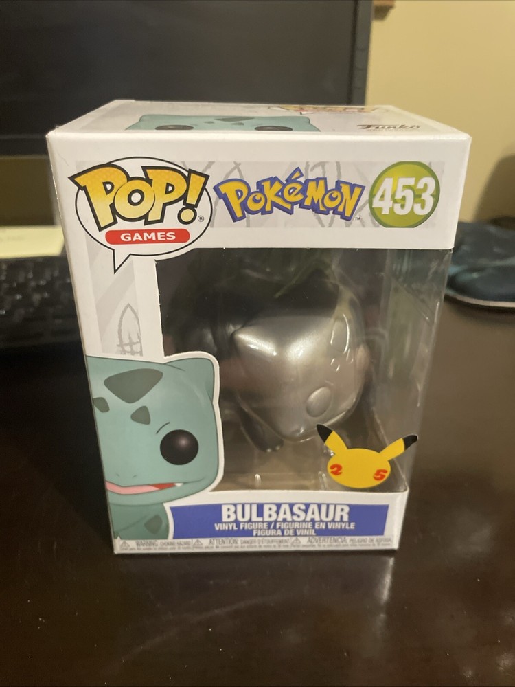 Funko Pop! Games Pokemon 453 Bulbasaur 25th Silver Vinyl Figure New in Package