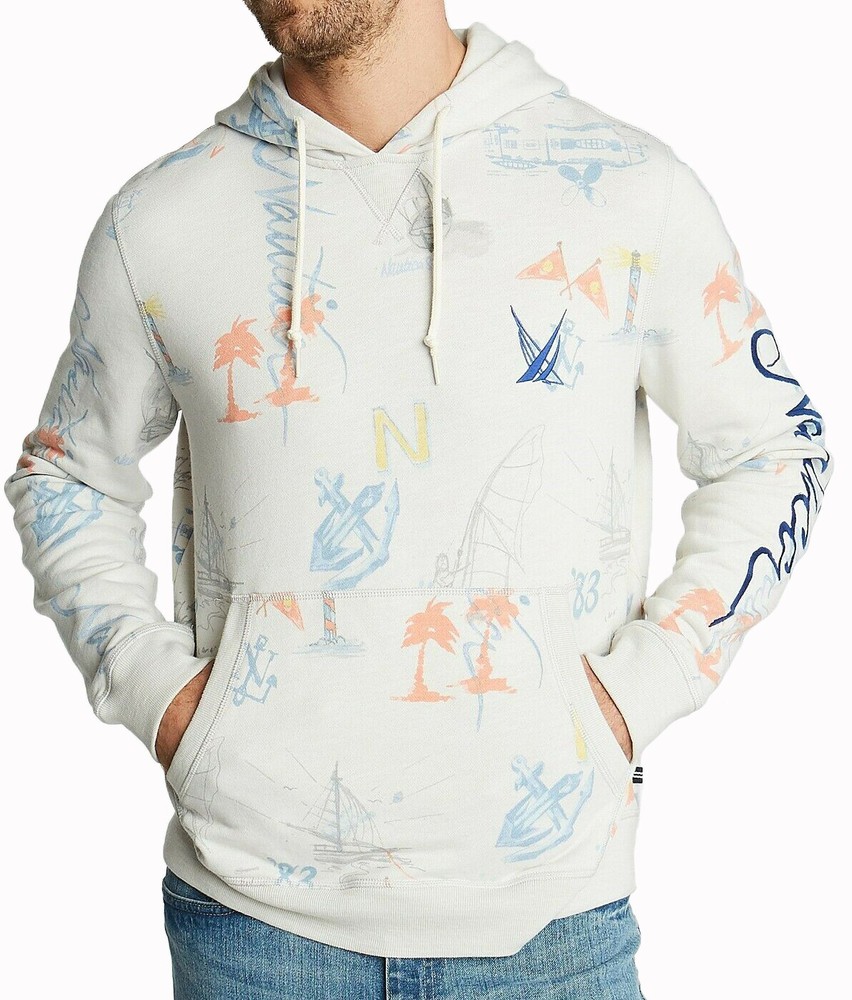 New Nautica Sail Classic-Fit Limited Edition Printed Logo Hoodie Sweatshirt XL