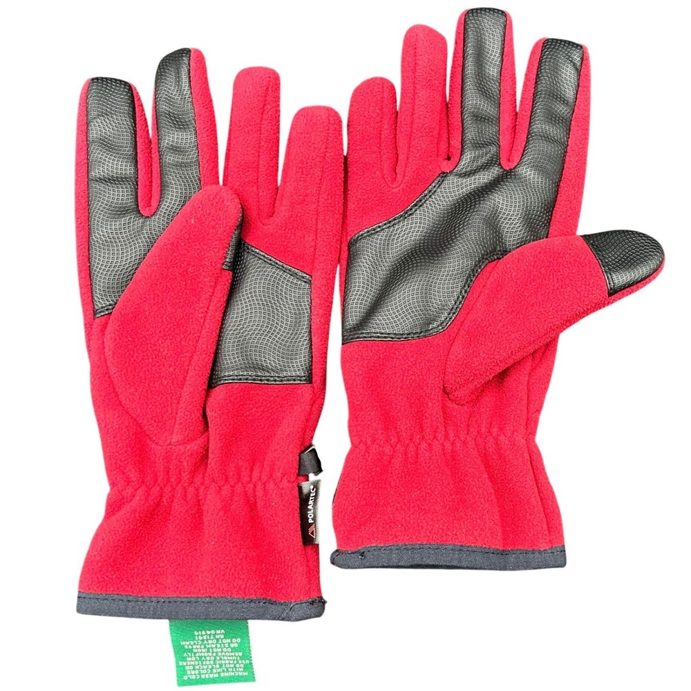 L.L. Bean Mens Polartec Fleece Gloves Red XL Textured Grip Palm 220451 Winter