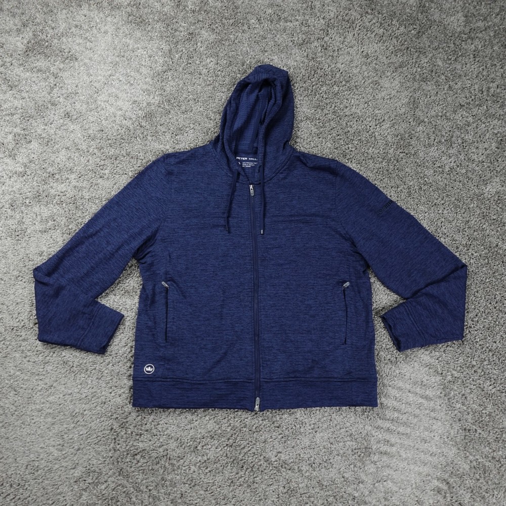 Peter Millar Jacket Mens Extra Large Blue Beaumont Performance Full Zip Hooded