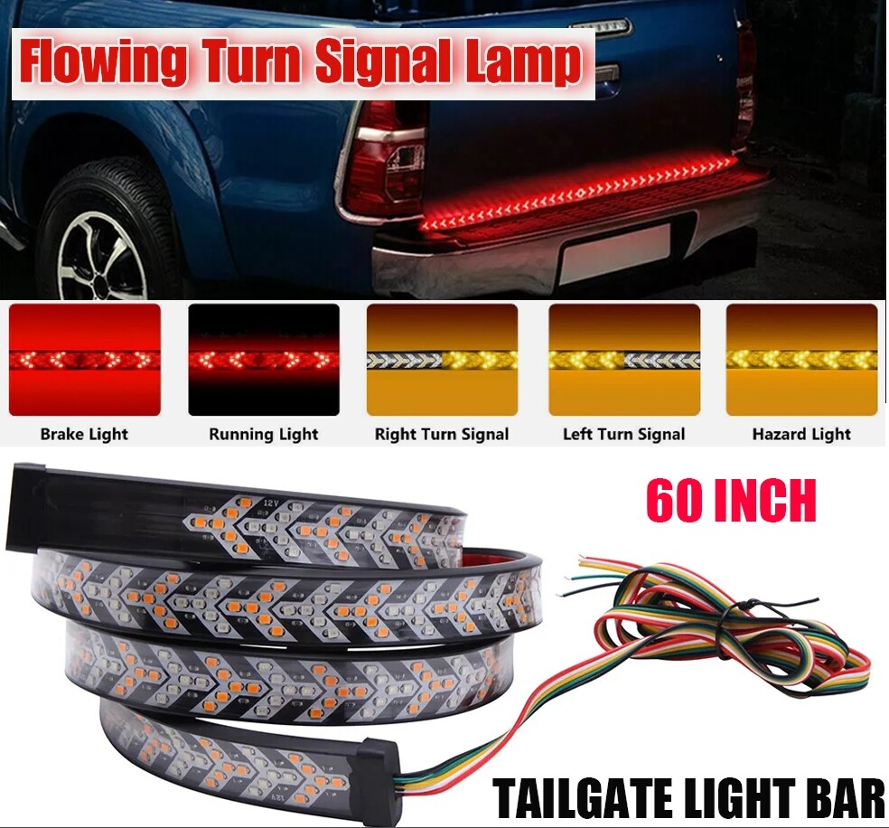 Tailgate Light Bar Pickup Light Strip Running Brake Turn Signal Reverse 60-Inch