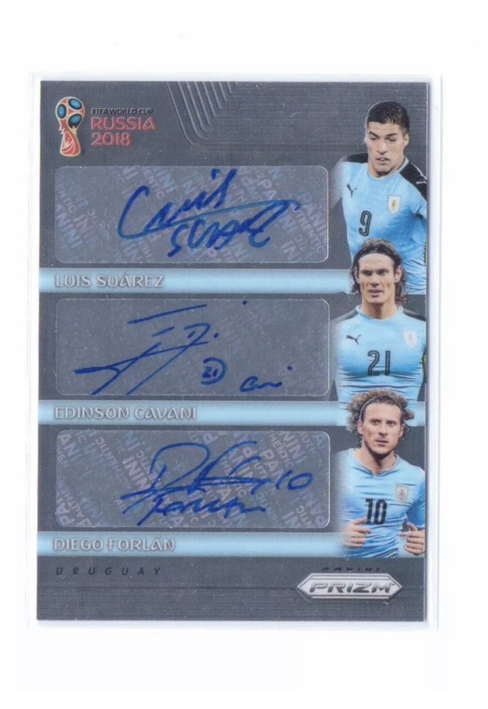 Luis Suarez Edinson Cavani Diego Forlan Panini Prizm World Cup 2018 Auto /30