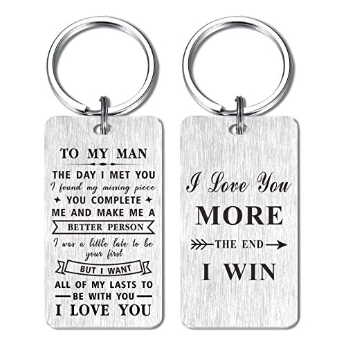 I Love You More The End I Win Keychain Gifts for Him Husband Hubby Boyfriend,