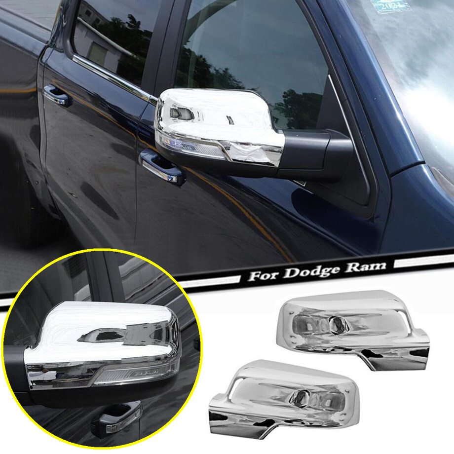 Car Rear Side View Mirror Cover Trim For Dodge RAM 1500 19-24 Accessories Chrome