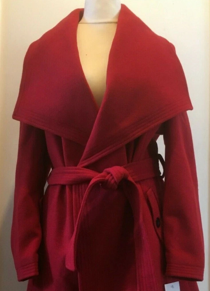Womens Wool Cashmere Coat De La Creme Duster Satin Lined 18 Uk BNWT £99.99 Red