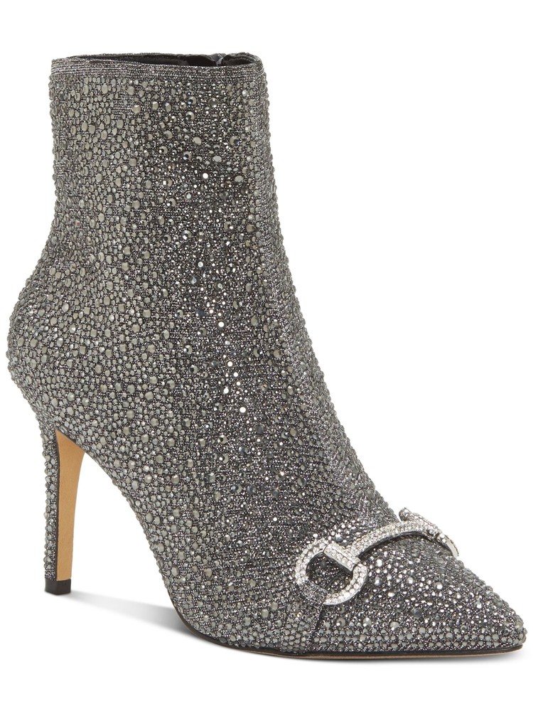 INC Womens Silver Detail Glitter Ignacia Pointed Toe Stiletto Booties 6.5 M