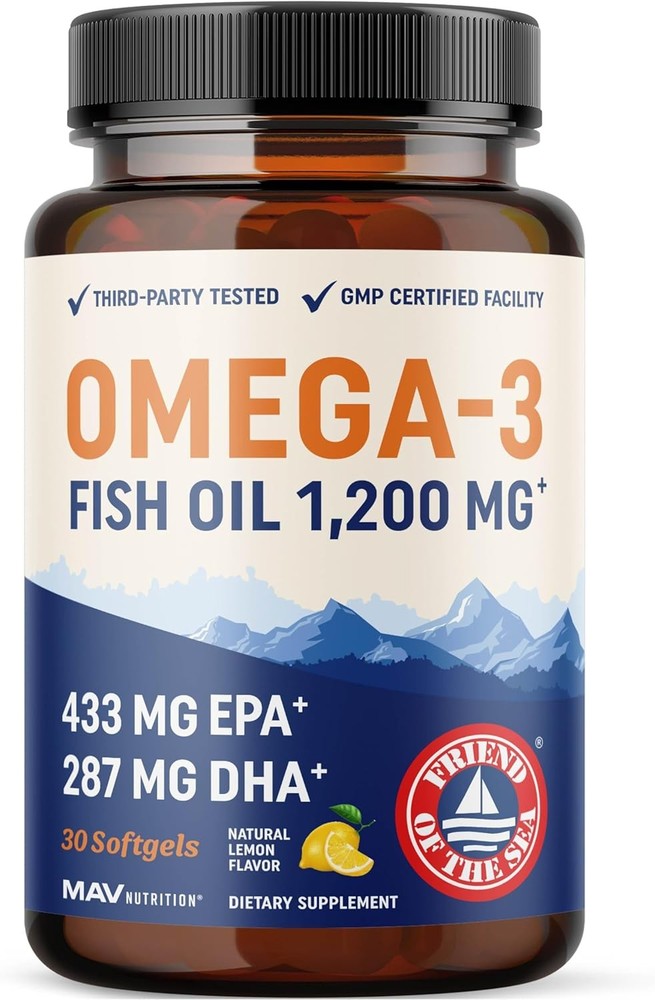High-Potency Triple Strength Omega 3 Fish Oil 1200mg with EPA DHA Wild Caught Sustainable Source