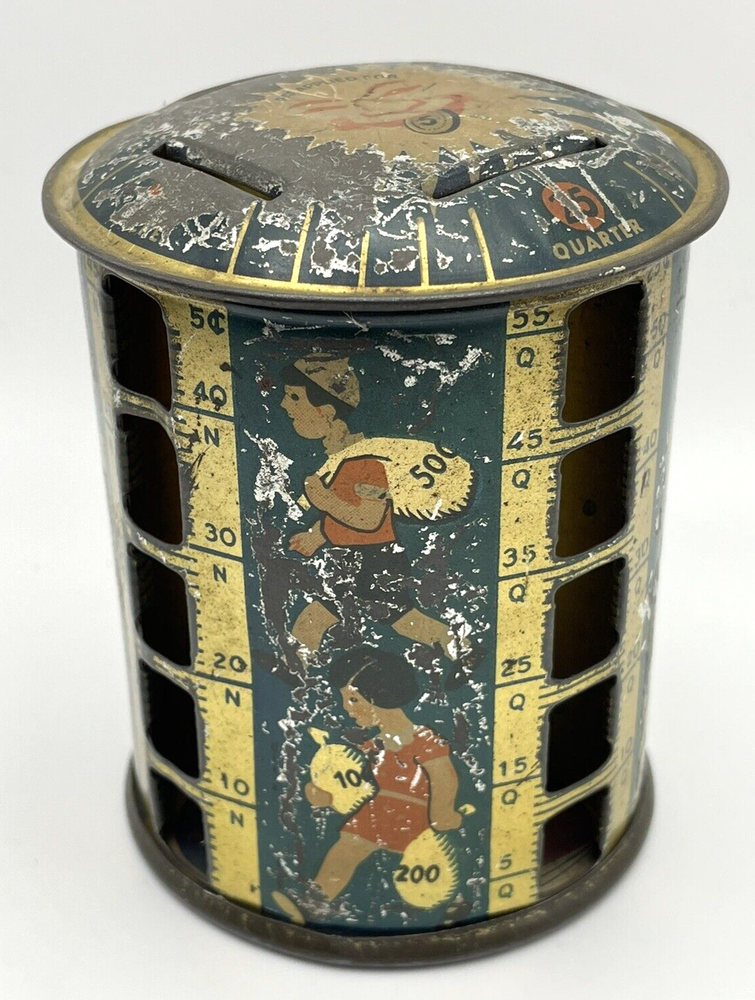 Vintage Coin Sorter Bank Louis Kriegsfeld Tin Litho