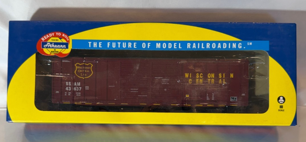 🚂HO Scale Athearn 50' FNC Centered DD Boxcar 87360 Wisconsin Central #43637🚂