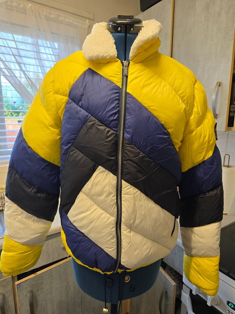 Superdry Womens Splice Padded Jacket COLOURBLOCK YELLOW/NAVY/WHITE UK 12