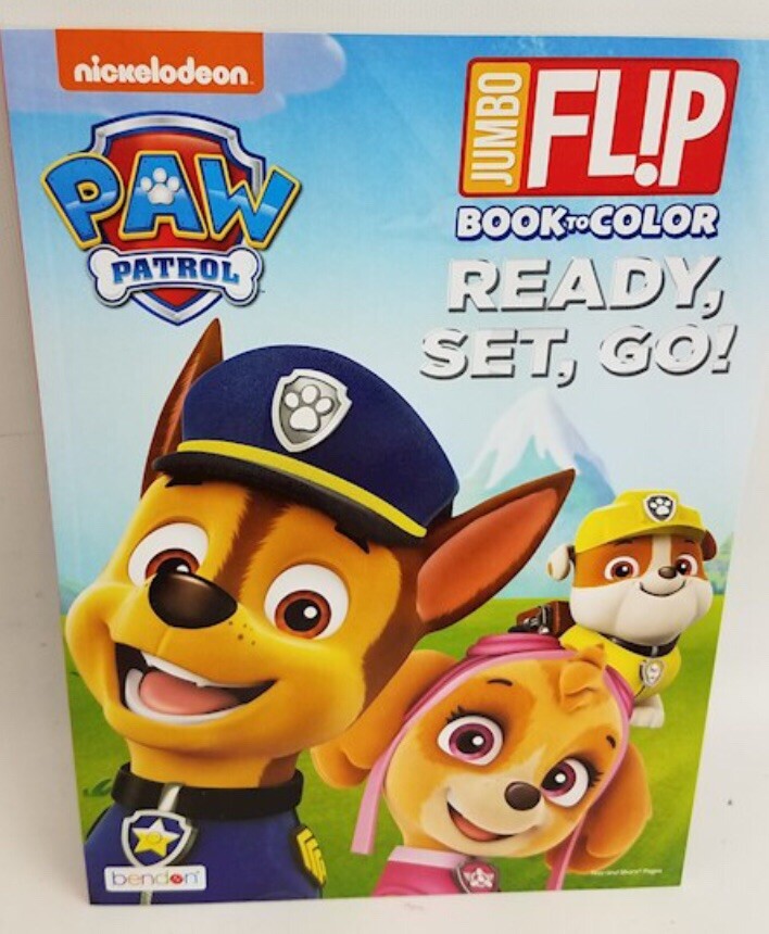 NEW~Nickelodeon Paw Patrol Jumbo Flip Coloring Book Ready, Set, Go! By Bendon