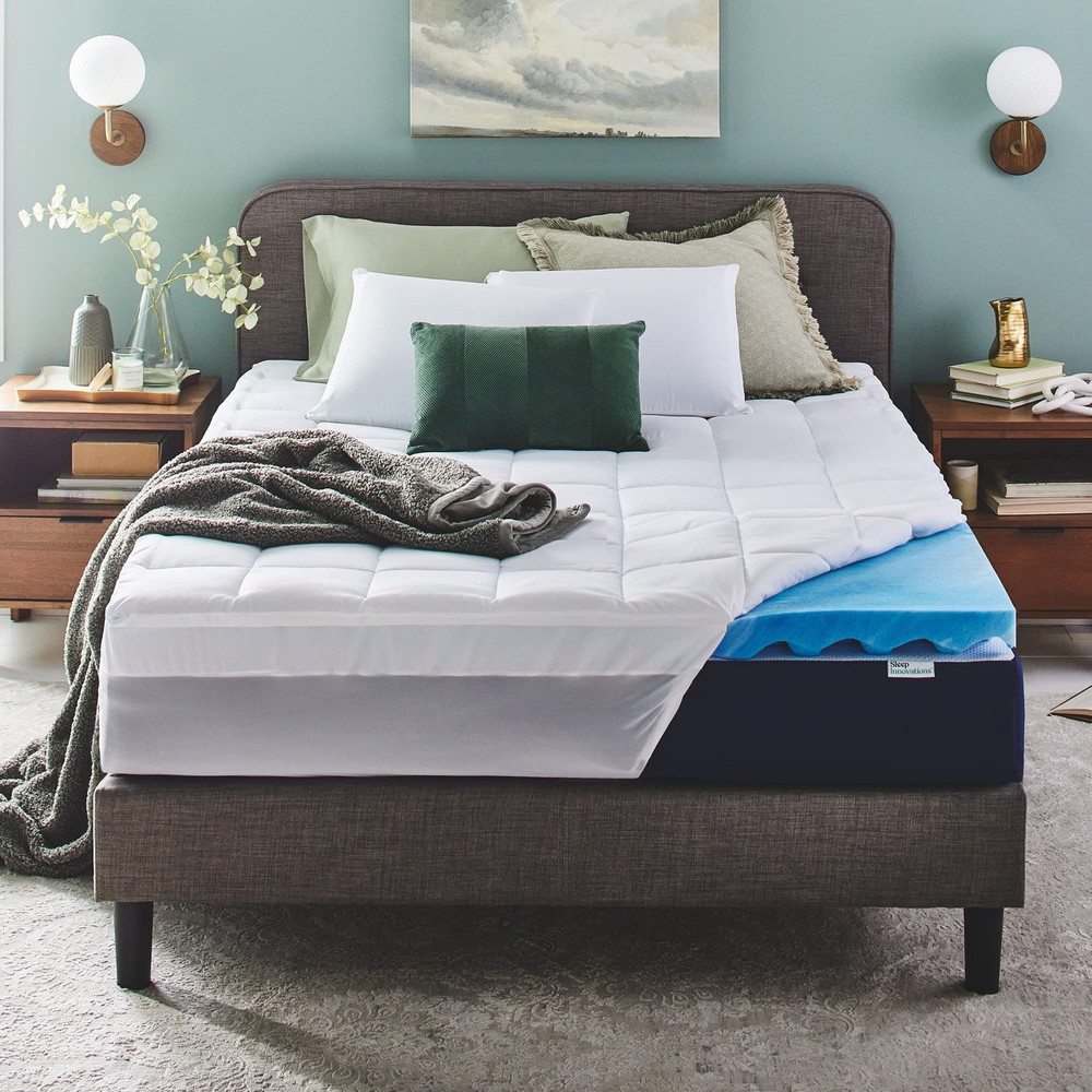 Dual Layer 4 Inch Memory Foam Mattress Topper, Queen Size, Ultra Soft Support...