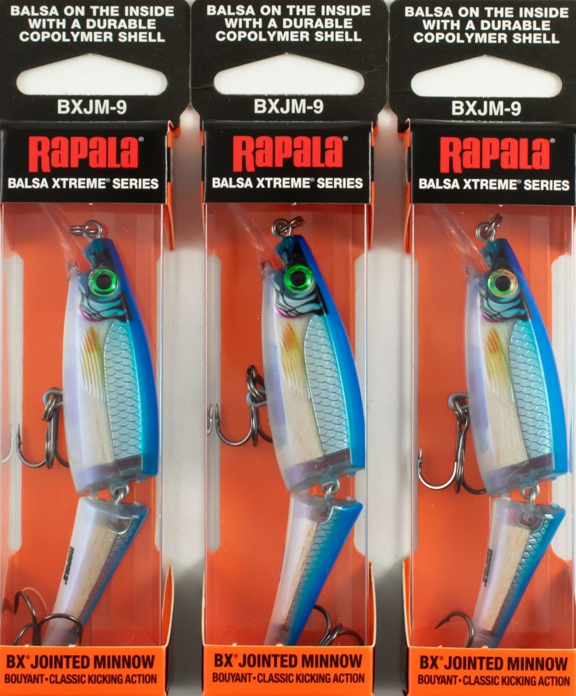 (LOT OF 3) RAPALA BX JOINTED MINNOW 5/16OZ BXJM09BLP BLUE PEARL CP1301