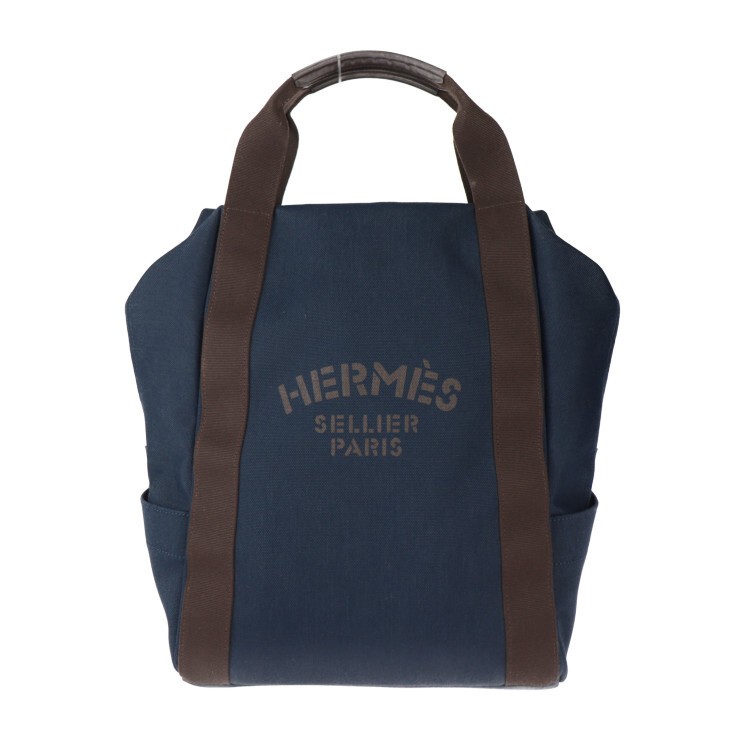 Hermes Chevron Leather Navy Groom Backpack Rucksack Daypack Sac de Pansage
