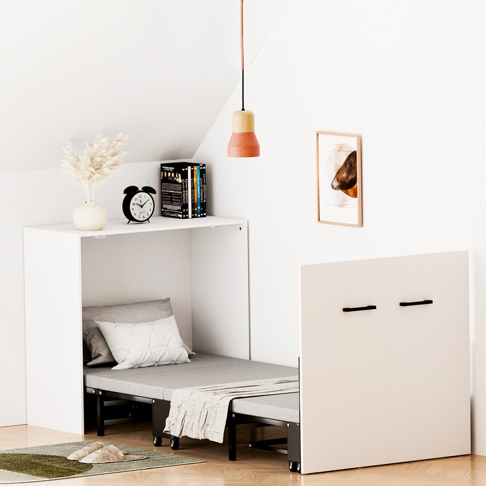 SLSY Murphy Bed, Murphy Bed Cabinet Space-Saving Bed 4 Folded Bed with Cushion