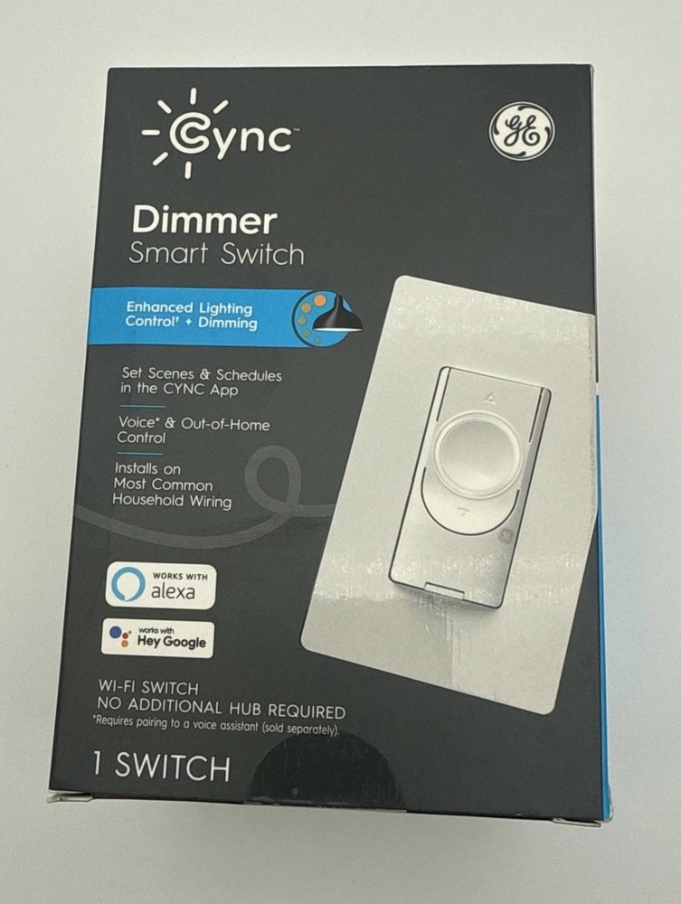 GE Cync Smart Dimmer Switch Works with Alexa & Google No Neutral Wire White