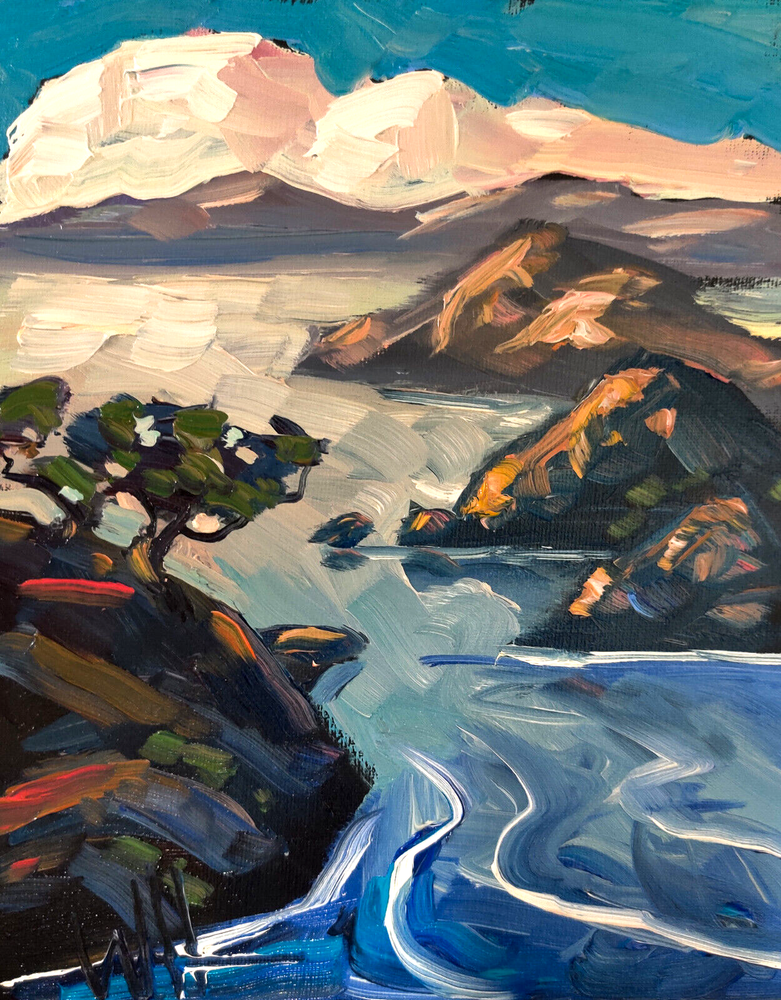 Hawkins Seaside Art Impressionism Landscape Clouds Original Oil Painting Canvas