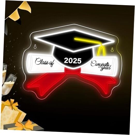 2025 Graduation Neon Sign with Cap – Dimmable LED Light