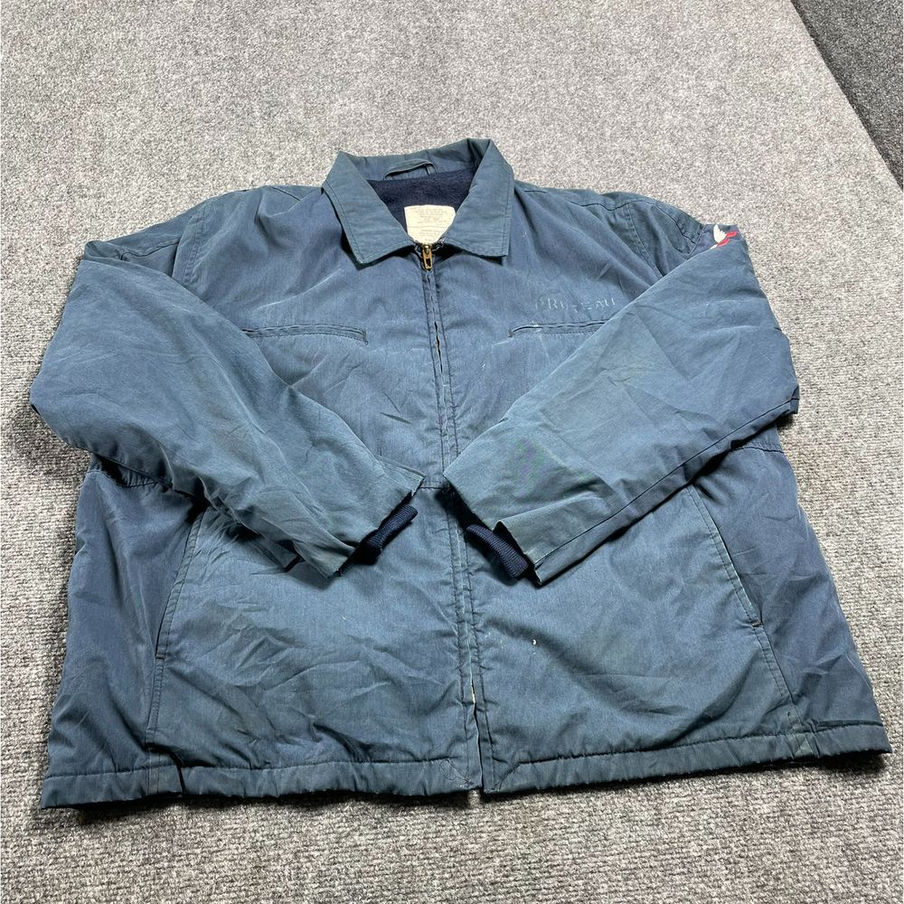 Pro Team Men's Dark Blue Utility Polyester/Cotton Zip-Up Pockets Jacket Size 48R