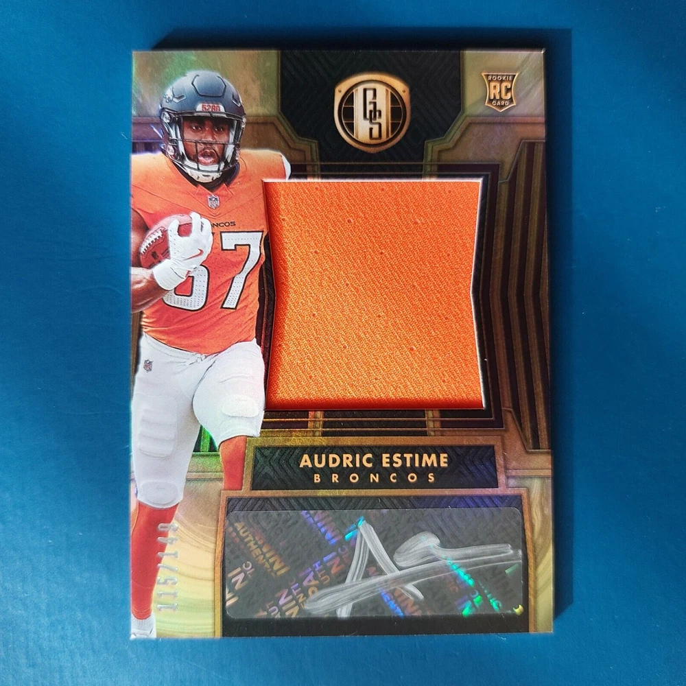 2024 Panini Gold Standard - Rookie Jersey Autographs Jumbo #277 Audric Estime /149 (AU, MEM, RC)