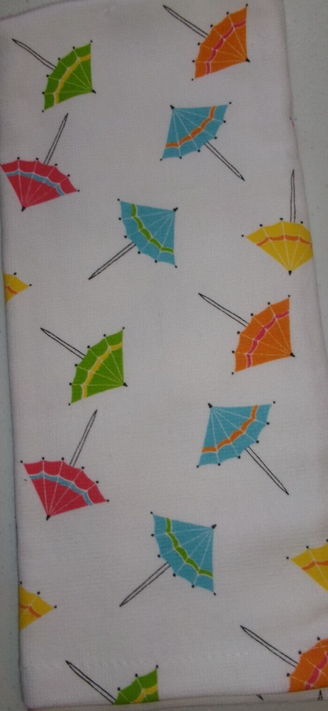 Colorful Cotton Kitchen Towel with Full Uncut Party Umbrellas Print