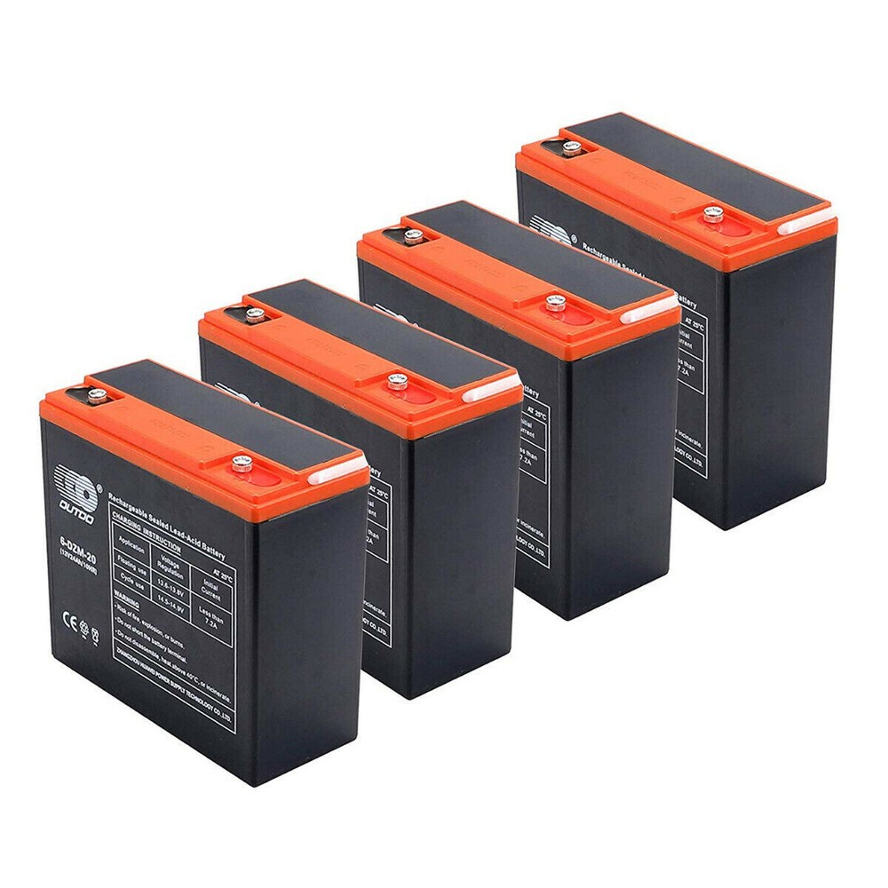 4x 12V 24Ah 6-DZM-20 SLA Battery For Scooter Go Kart ATV Bike Wheelchair Wheeler