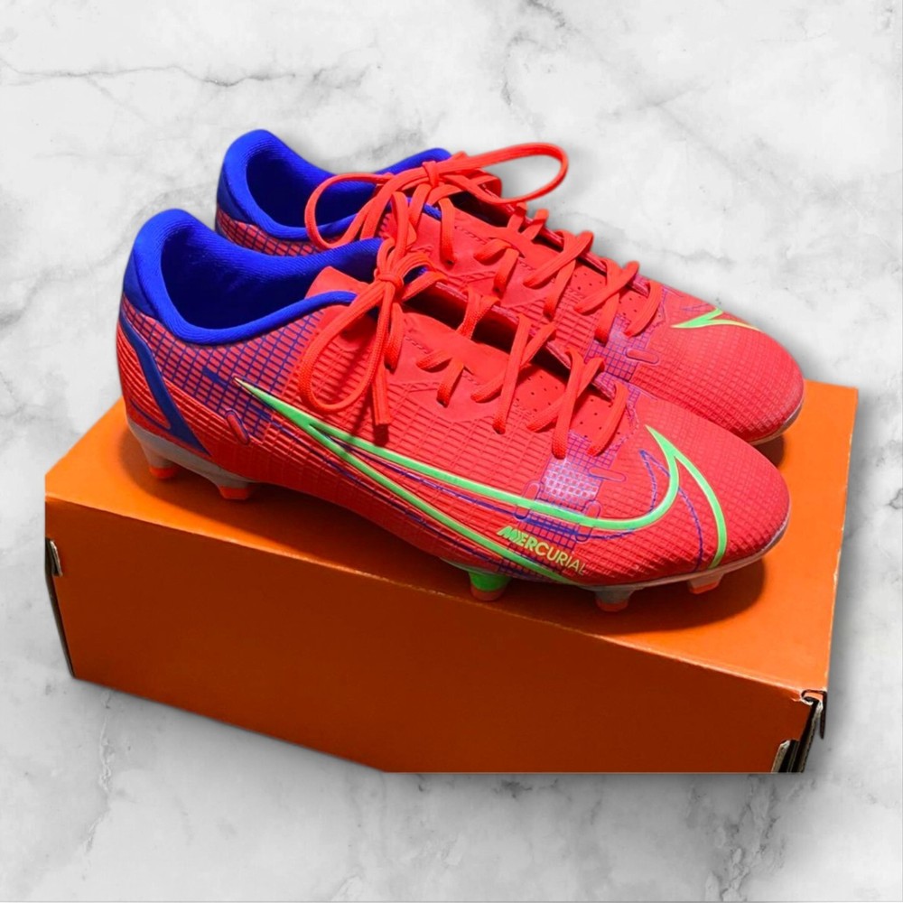 Nike Vapor 14 FG/MG Junior Soccer Cleats Red/Silver US 6 New Mercurial