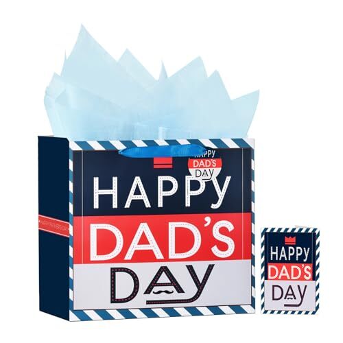 13 Inch Fathers Day Gift Bags with Card in Black-image